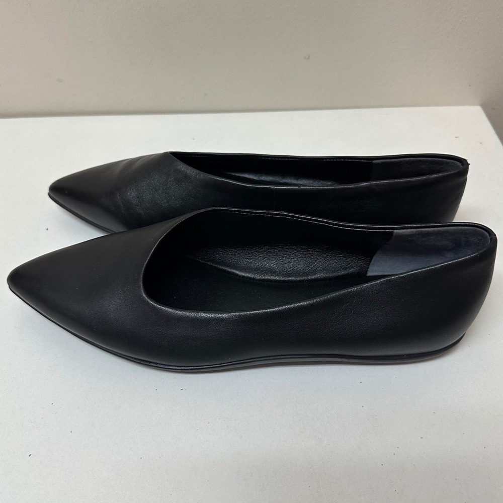Vince Lex Black Leather Pointed Toe Ballet Flats Womens 8.5 M EUR 38.5 - Picture 6 of 8